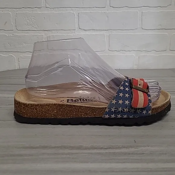 Betula By BIRKENSTOCK Womens  37 American Flag Single Strap Slide Sandals Buckle
