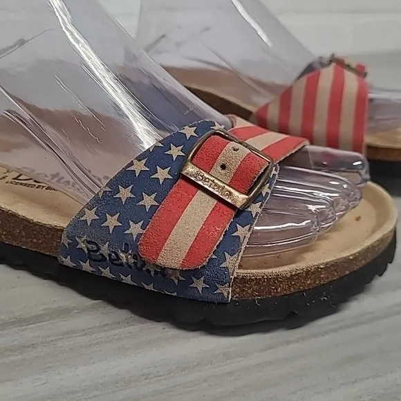 Betula By BIRKENSTOCK Womens  37 American Flag Single Strap Slide Sandals Buckle
