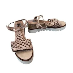 BIBI LOU Anthropologie Ariel Wedge Espadrilles Sandals 41 Rose Gold Neutral