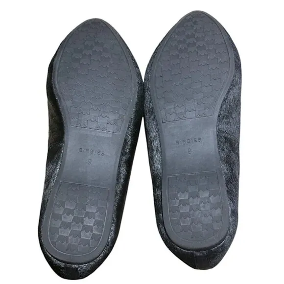 Birdies The Blackbird Calf Hair Slip on Flats Loafers Black Size 9