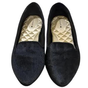 Birdies The Blackbird Calf Hair Slip on Flats Loafers Black Size 9