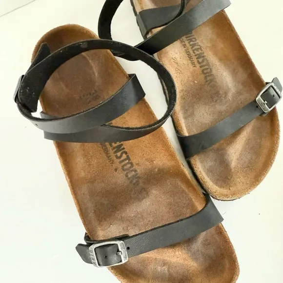 Birkenstock Daloa Leather Black Wrap Ankle Sandals
