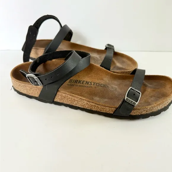 Birkenstock Daloa Leather Black Wrap Ankle Sandals