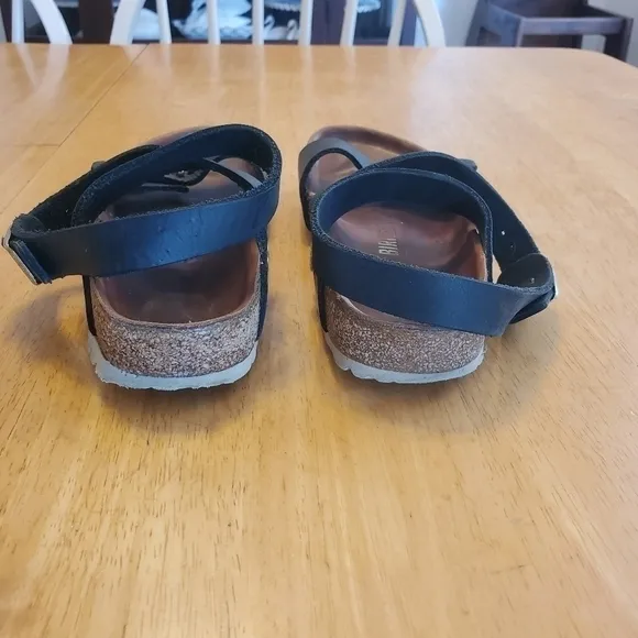 Birkenstock Dehli Black Oiled Leather Sandals sz 36