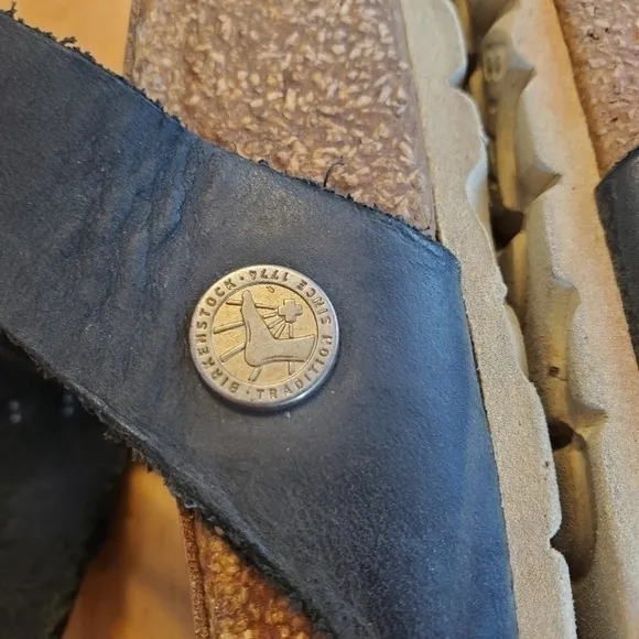 Birkenstock Dehli Black Oiled Leather Sandals sz 36