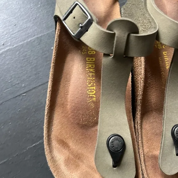 Birkenstock Kairo Khaki Green Nubuck Birko Flor Ankle Strap Sandals Slingback