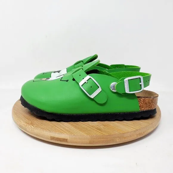 Birkenstock Kay Sandals Kids 31 Birkis Green Cow Mule Heel Strap Buckle Shoes