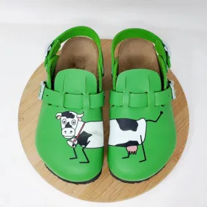 Birkenstock Kay Sandals Kids 31 Birkis Green Cow Mule Heel Strap Buckle Shoes