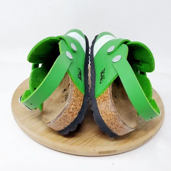 Birkenstock Kay Sandals Kids 31 Birkis Green Cow Mule Heel Strap Buckle Shoes
