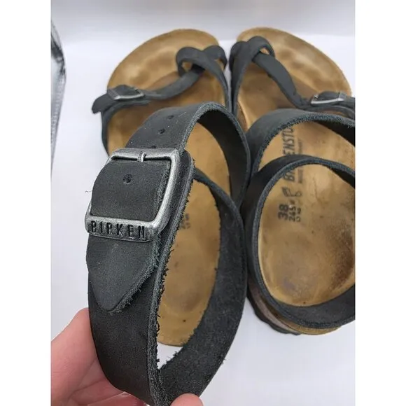 Birkenstock Yara Ankle Strap Sandal Womens Size EU 38 US 7-8 Black Leather EUC