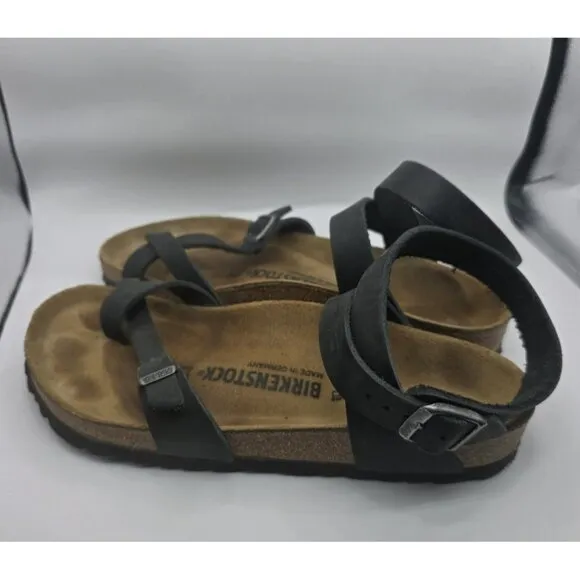 Birkenstock Yara Ankle Strap Sandal Womens Size EU 38 US 7-8 Black Leather EUC