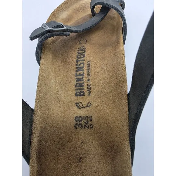 Birkenstock Yara Ankle Strap Sandal Womens Size EU 38 US 7-8 Black Leather EUC