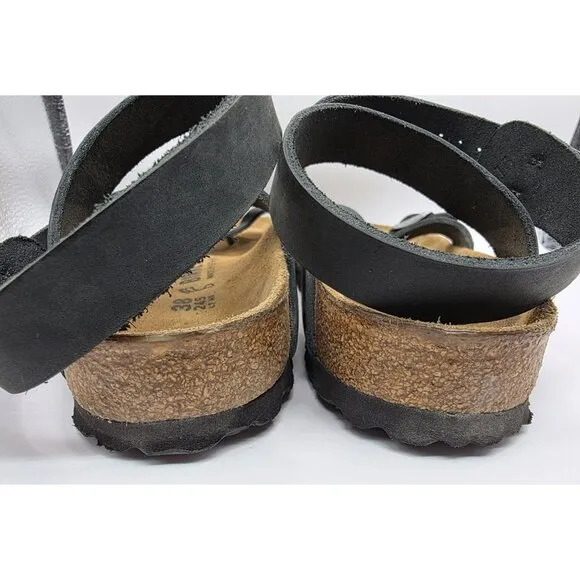 Birkenstock Yara Ankle Strap Sandal Womens Size EU 38 US 7-8 Black Leather EUC