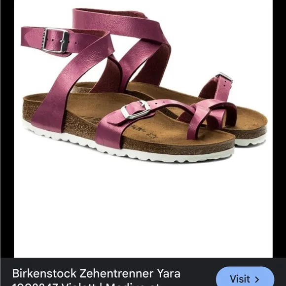 Birkenstock Yara sandals size 8/39 ankle strap pink purple clogs big buckle
