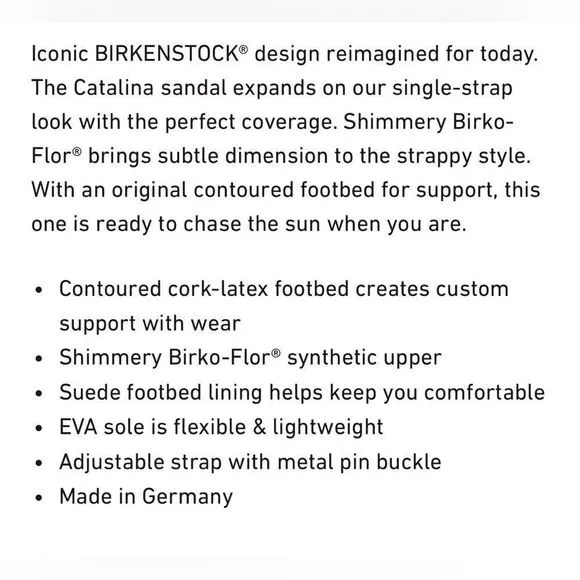 Birkenstocks Catalina slide on sandals. 41/10
