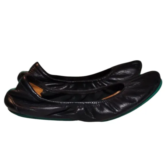 Black Leather Tieks Size 7 Ballerina Flats Well Worn
