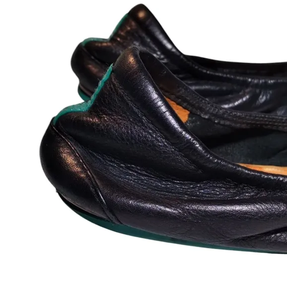 Black Leather Tieks Size 7 Ballerina Flats Well Worn