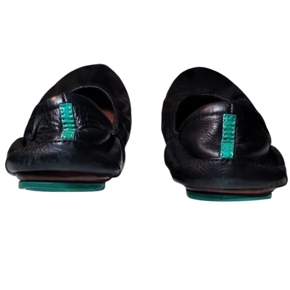 Black Leather Tieks Size 7 Ballerina Flats Well Worn