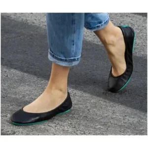 Black Leather Tieks Size 7 Ballerina Flats Well Worn