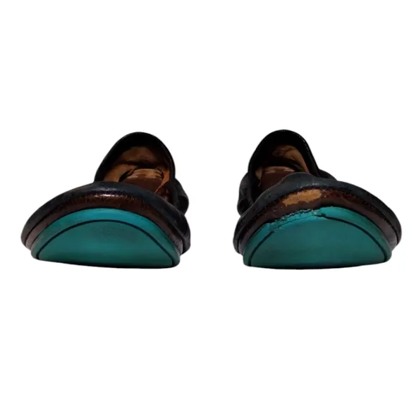 Black Leather Tieks Size 7 Ballerina Flats Well Worn