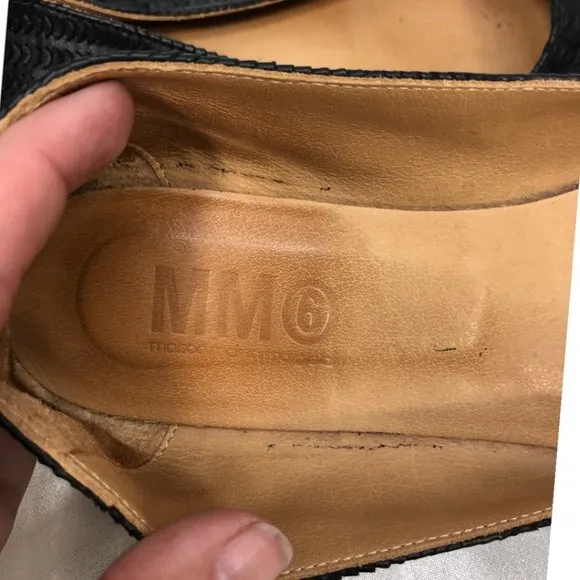 Black MM6 Maison Martin Margiela Leather Ballet Flats EU40/US 9