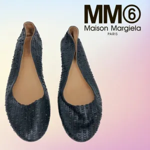 Black MM6 Maison Martin Margiela Leather Ballet Flats EU40/US 9