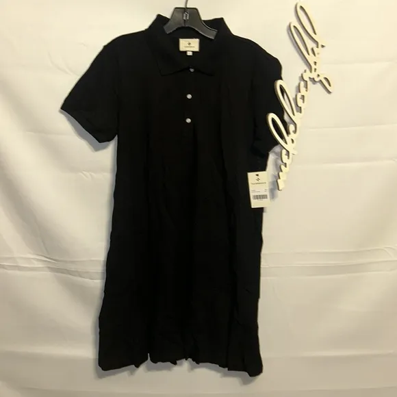 Black Pique May Polo Dress