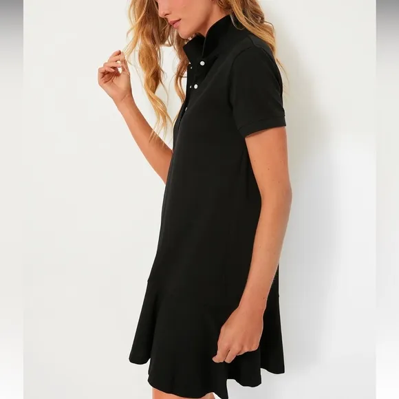 Black Pique May Polo Dress