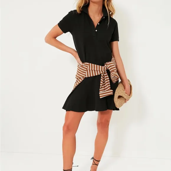 Black Pique May Polo Dress