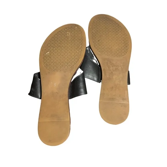 Black Slide Sandals with Embossed Strap Tory Burch size 7.5