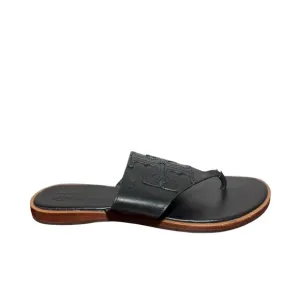 Black Slide Sandals with Embossed Strap Tory Burch size 7.5