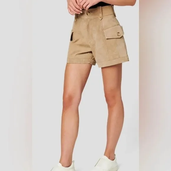Blank NYC Bare It All Suede Shorts in Tan Camel Beige Nude NWT Size 31