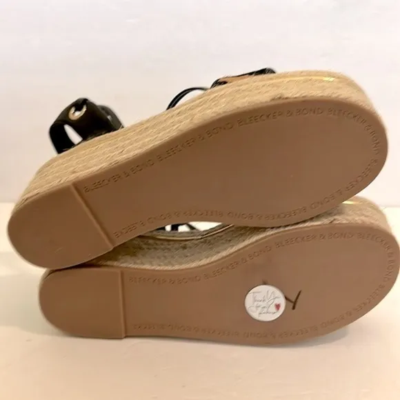Bleecker &amp; Bond Odette Tiger Calf Hair Espadrille Wedge Sandals 6 New