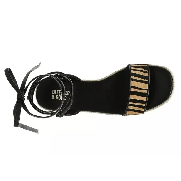 Bleecker &amp; Bond Odette Tiger Calf Hair Espadrille Wedge Sandals 6 New