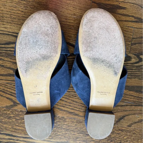 BLUE MANSUR GAVRIEL SUEDE SLIDES, SIZE 11