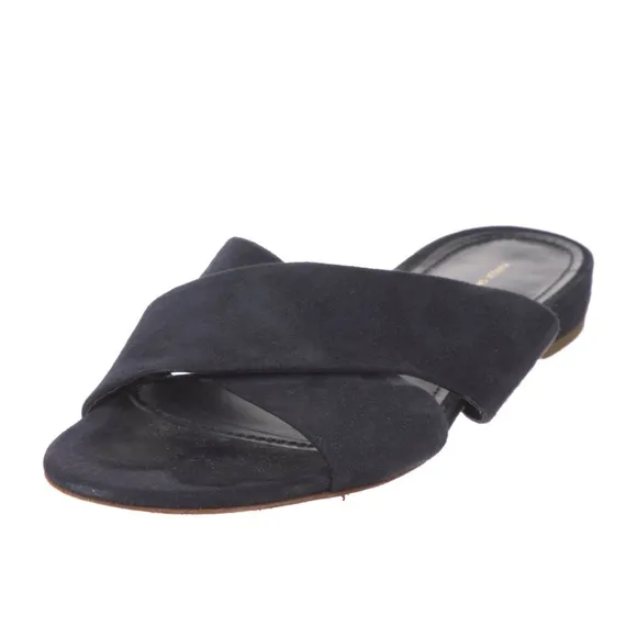 BLUE MANSUR GAVRIEL SUEDE SLIDES, SIZE 11