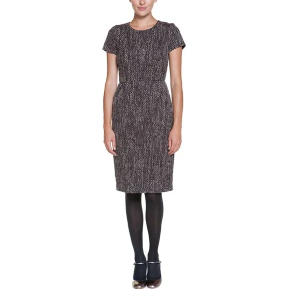 Boden Chic Brown Tweed Shift Dress Size US 12R