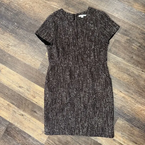 Boden Chic Brown Tweed Shift Dress Size US 12R