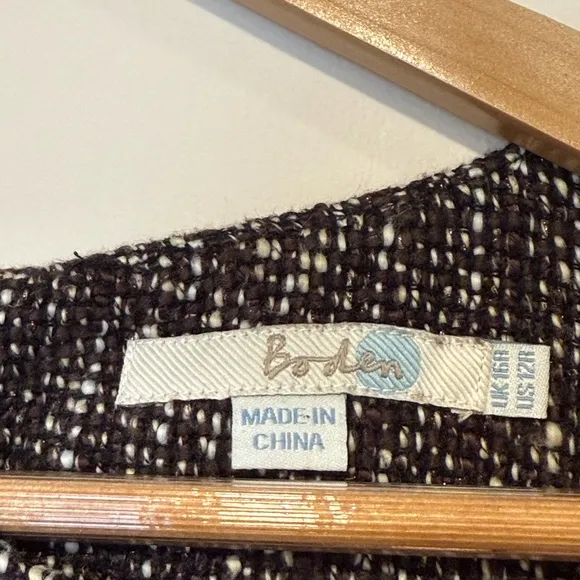 Boden Chic Brown Tweed Shift Dress Size US 12R