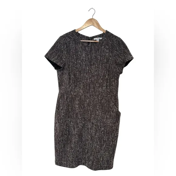 Boden Chic Brown Tweed Shift Dress Size US 12R