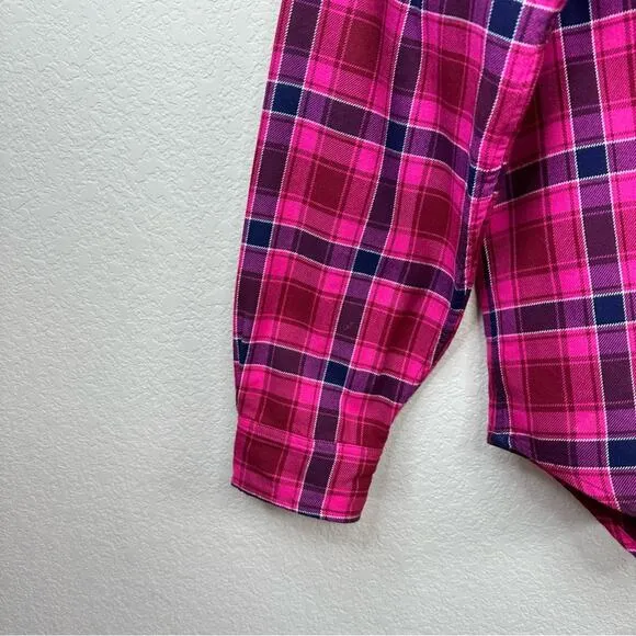 BONOBOS Mens Sz XL Standard Fit Pink  Blue Plaid Long Sleeve Button-Up Shirt