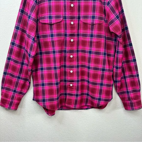 BONOBOS Mens Sz XL Standard Fit Pink  Blue Plaid Long Sleeve Button-Up Shirt