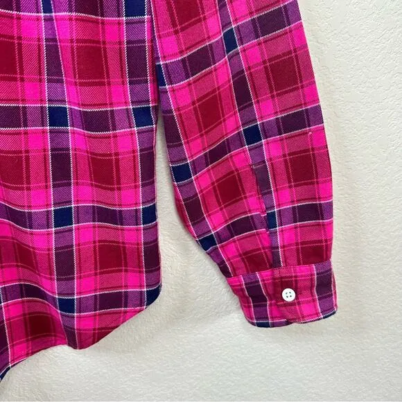 BONOBOS Mens Sz XL Standard Fit Pink  Blue Plaid Long Sleeve Button-Up Shirt