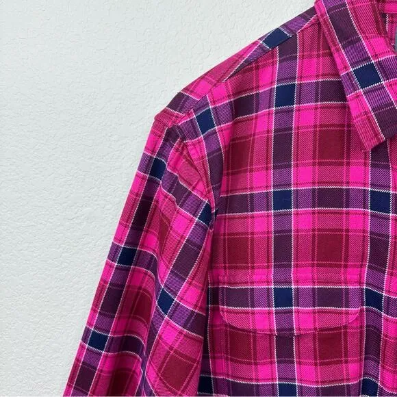 BONOBOS Mens Sz XL Standard Fit Pink  Blue Plaid Long Sleeve Button-Up Shirt