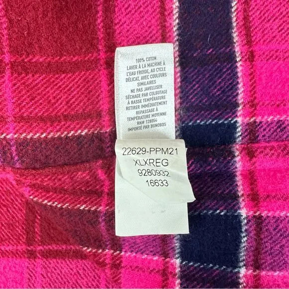 BONOBOS Mens Sz XL Standard Fit Pink  Blue Plaid Long Sleeve Button-Up Shirt