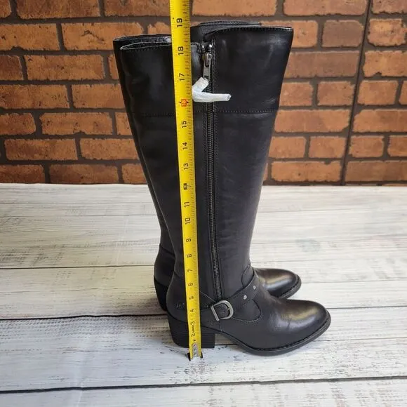 Born Alize Womens Black‎ Leather Knee High Boots 8.5 M BR0015703 New In Box