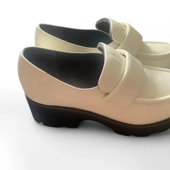 Born California women white retro chunky platform loafers size 9