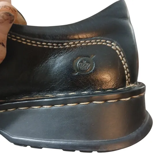 Born Chunky Black Leather Slip On Shoes Flats Men's size 8.5