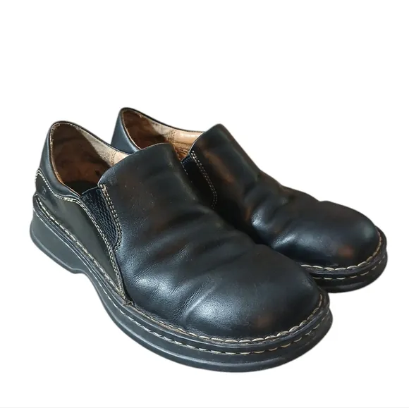 Born Chunky Black Leather Slip On Shoes Flats Men's size 8.5