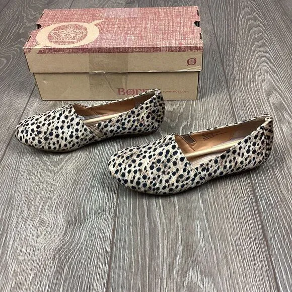 Born Loafers NEW Sebra Women's Shoes Flats Leopard Natural‎ 8
